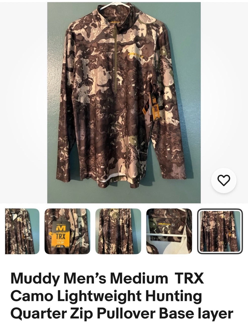 Camo Men's Long Sleeve Quarter-Zip in Muddy Brown Camo